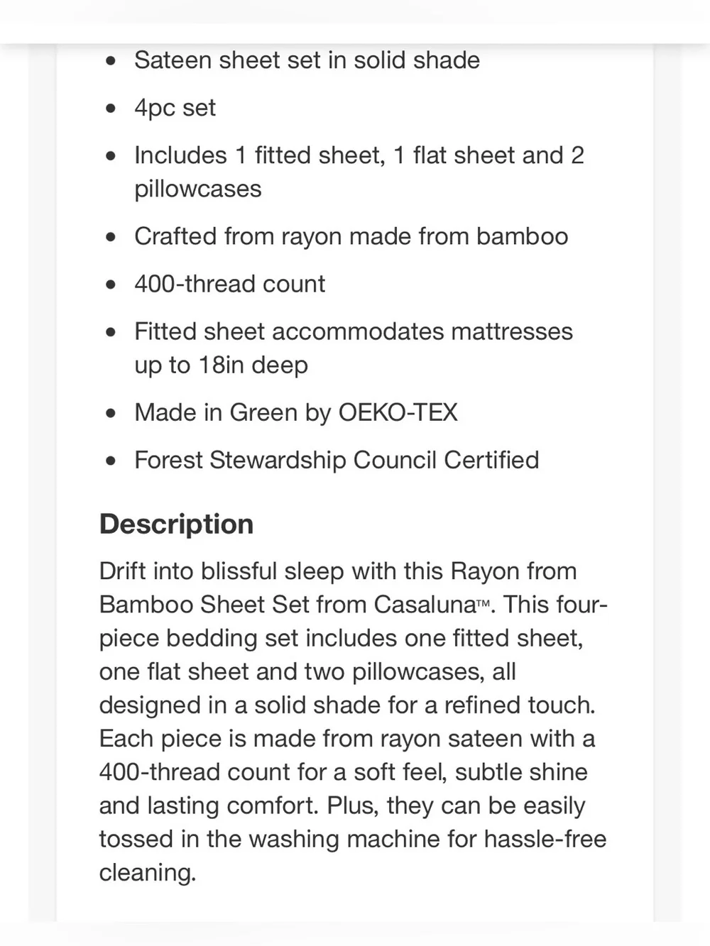 Casaluna Bamboo Sheet Set